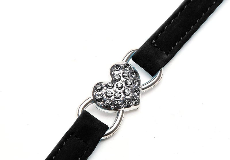 CHUKCHI Pink Soft Velvet Safe Cat Adjustable Collar with Crystal Heart Charm and Bells 8-11 Inches(Black+Red+Pink+Blue) - Image 1
